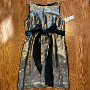 DKNY Metallic and Black Satin cocktail party dress size 10